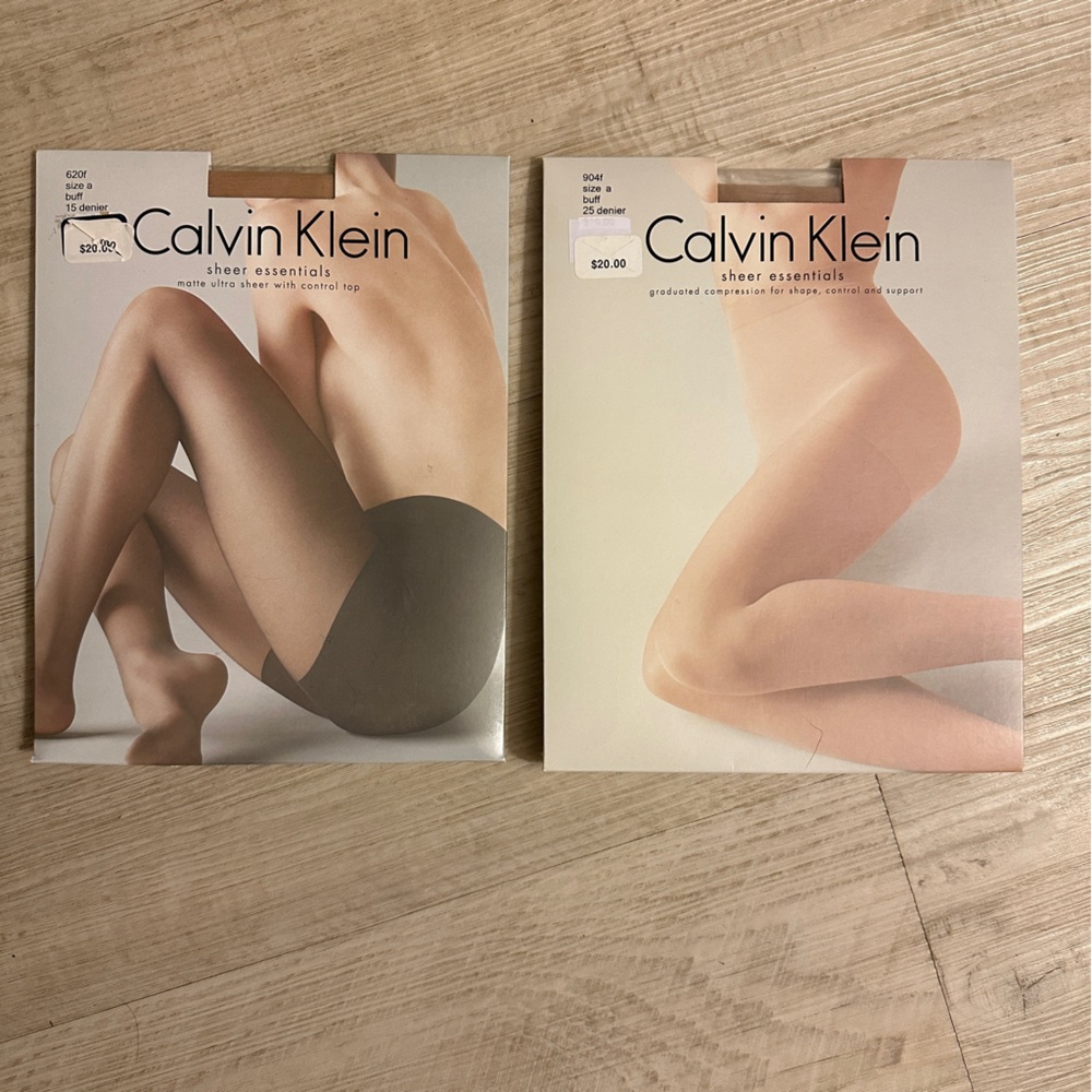 2 pair of size A Calvin Klein pantyhose.